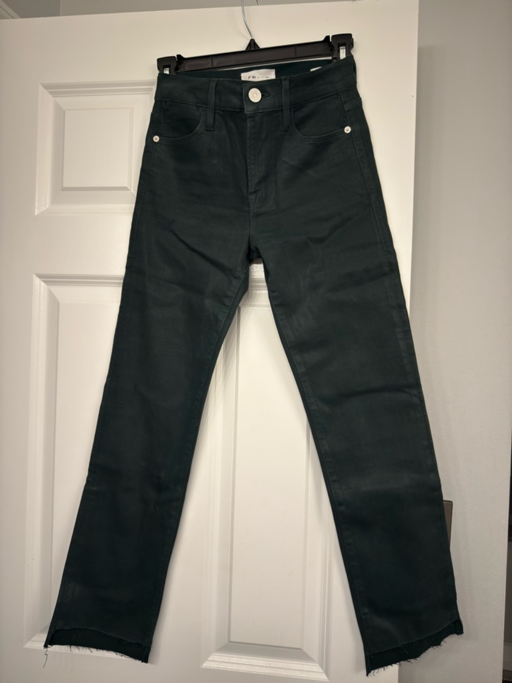 Frame Denim Straight Leg Jeans in Deep Forest Green
